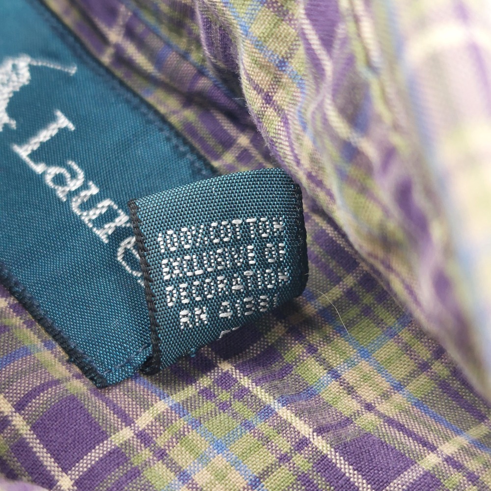 Ralph Lauren Shirt Mens XL Button Down Purple Plaid Classic Fit Preppy Dad Frat - Picture 5 of 7